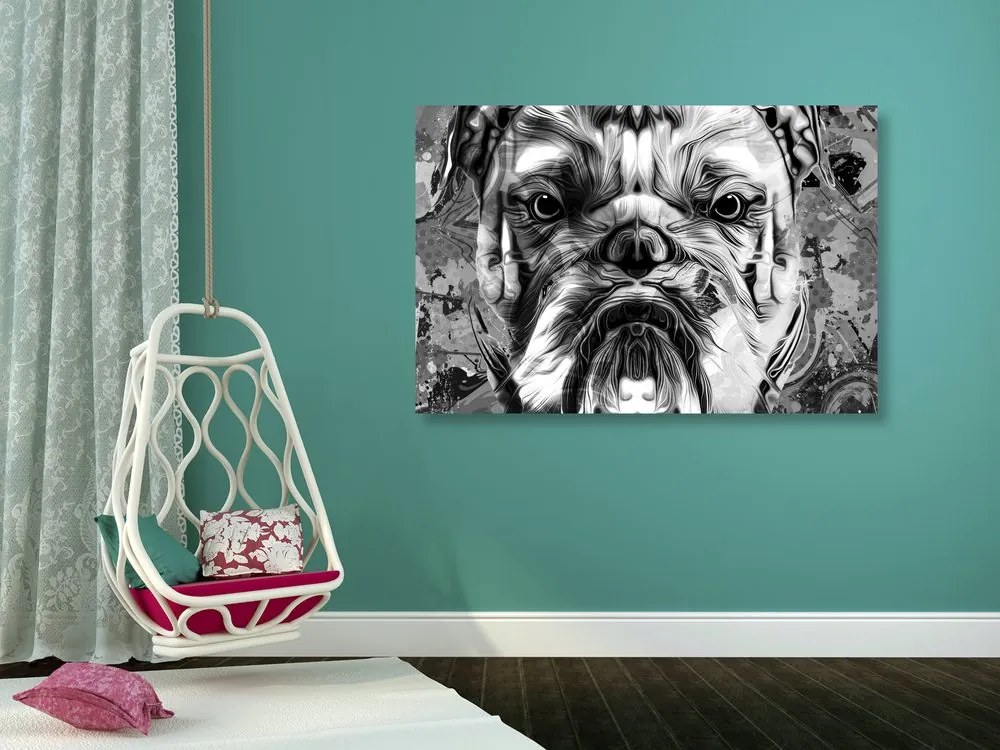 Stampa su tela – Bulldog in bianco e nero