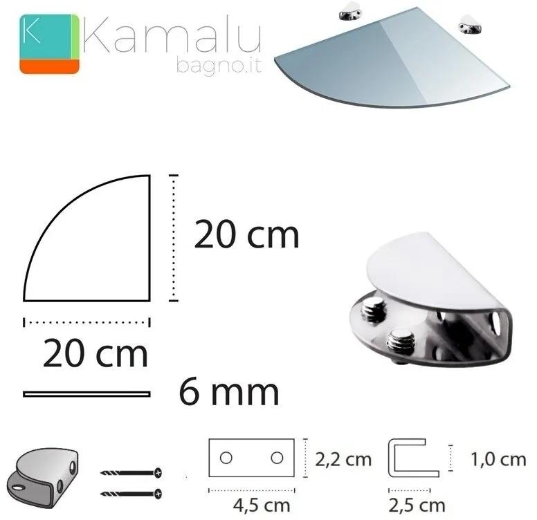 Kamalu - mensola in vetro ad angolo 20cm vitro-360