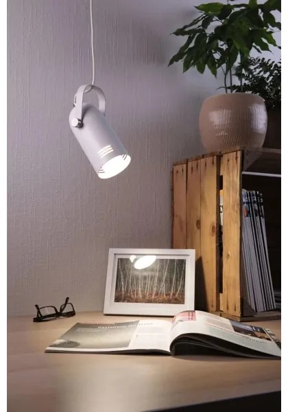 Paulmann 79767 - 1xE27/15W Lampadario a sospensione con cavo LAVEA 230V bianco