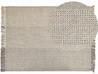 Tappeto grigio lana cotone 140 x 200 cm intrecciato a mano rettangolare con frange