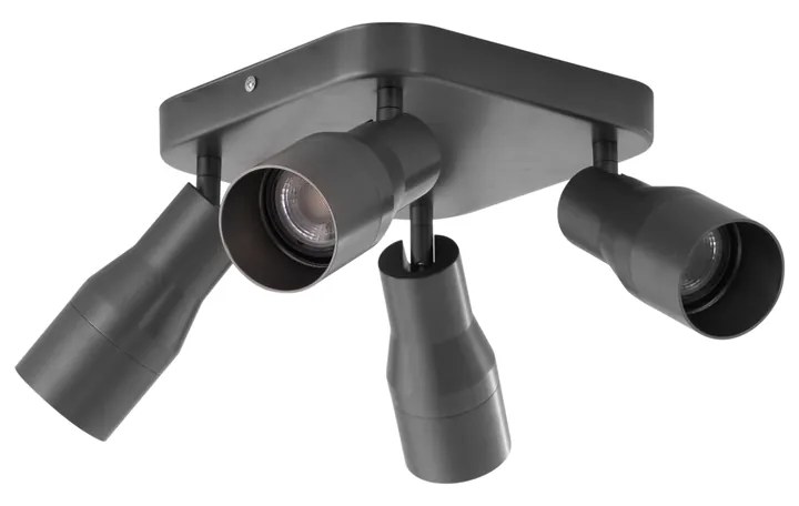 Faretto da soffitto quadrato GU10 50 mm 4 luci colore canna di fucile - Stanley