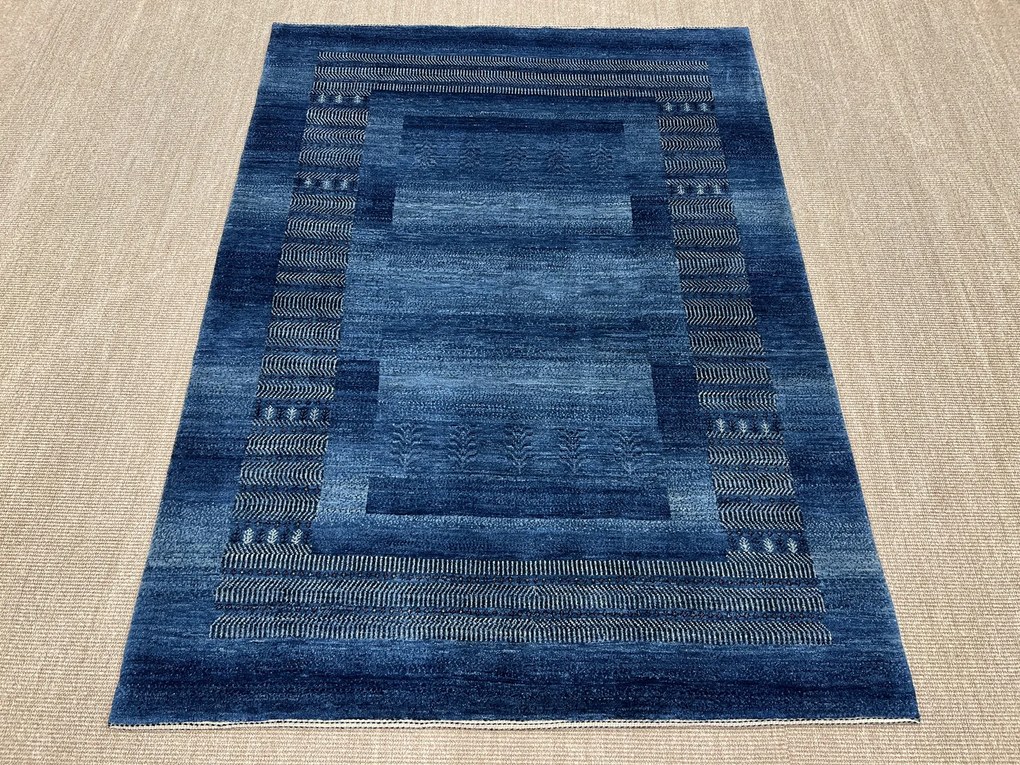 Loribaft Tappeto 150x200 Blu (Iran) Annodato A Mano