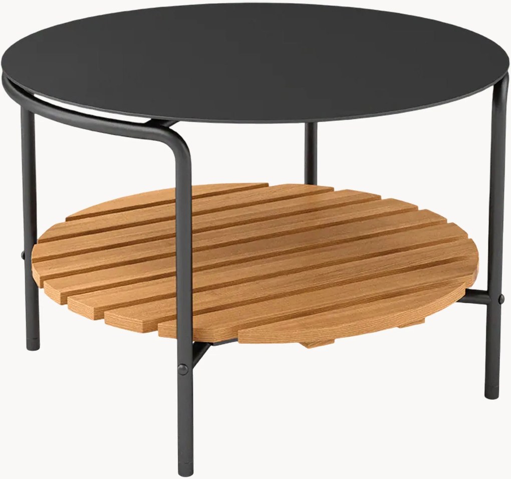 Tavolino da caffè rotondo da giardino con ripiano in legno di teak Patio