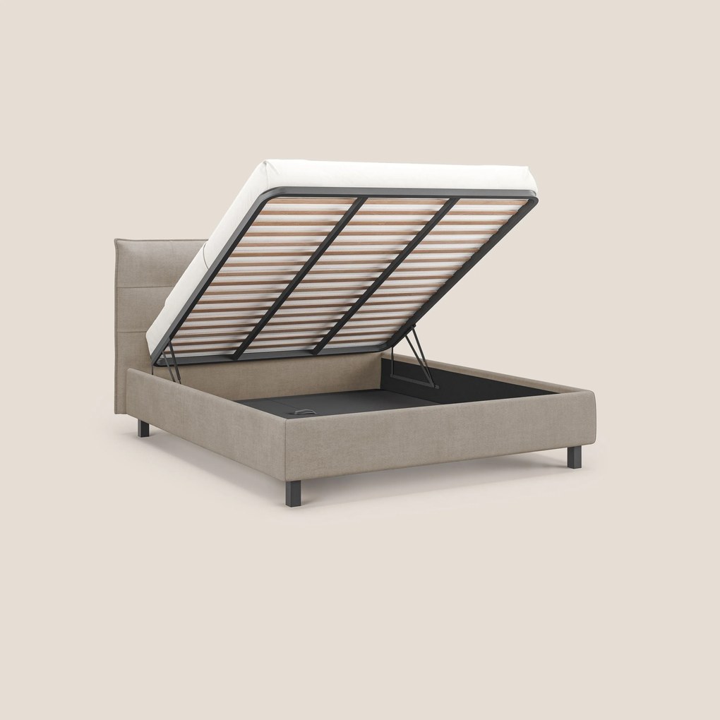 Liam letto contenitore con testata trapuntata in tessuto smacchiabile T17 beige