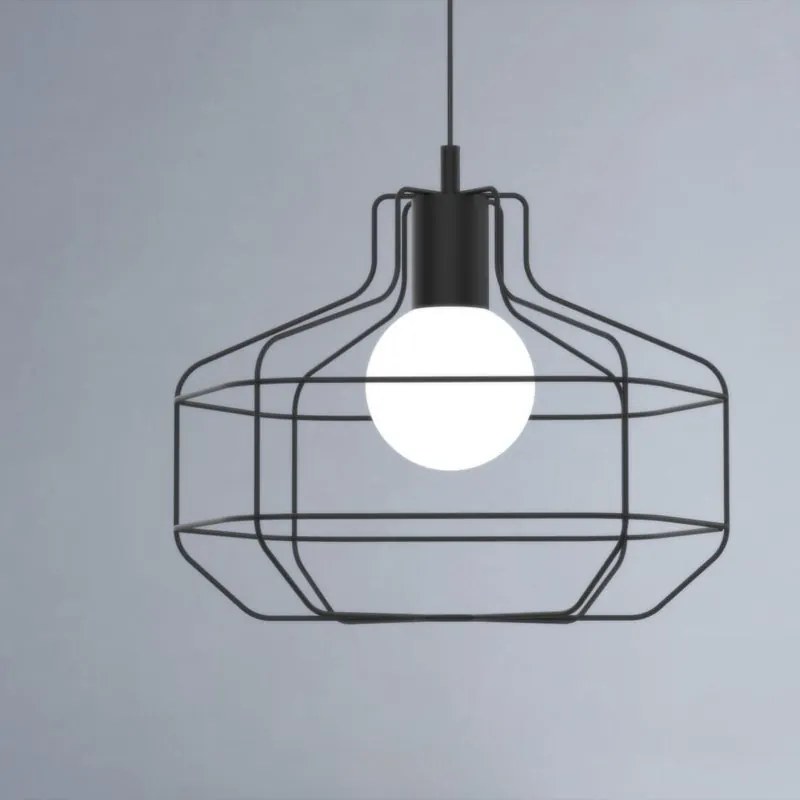 Lampadario Moderno Wire nero paralume bianco E27 MILOOX
