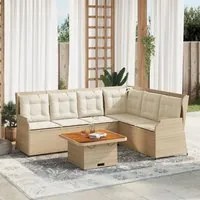 Set Divani da Giardino 5 pz con Cuscini in Polyrattan Beige 3262168