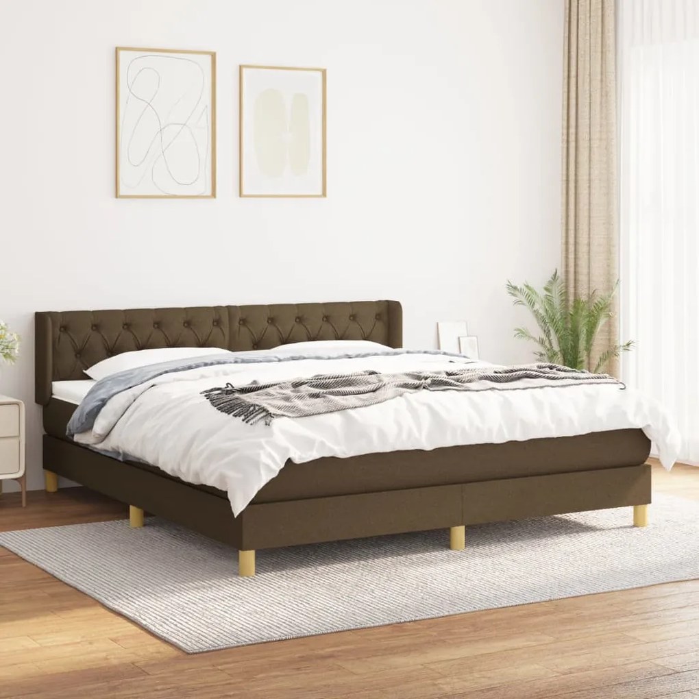Giroletto A Molle Con Materasso Marrone Scuro 160x200cm Tessuto /