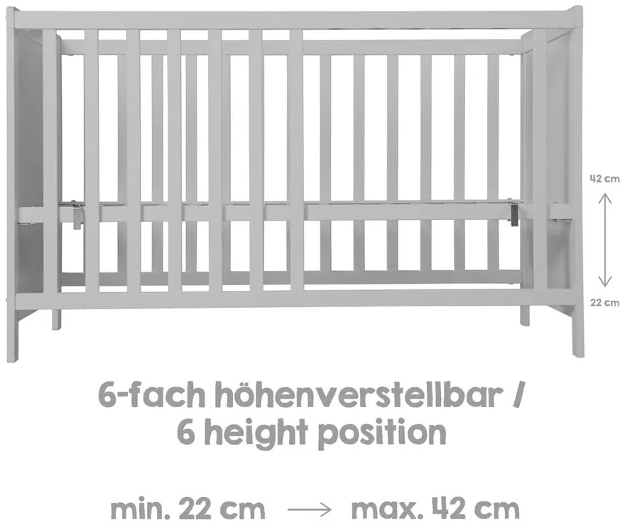 Lettino grigio/grigio tortora 60x120 cm Hamburg – Roba