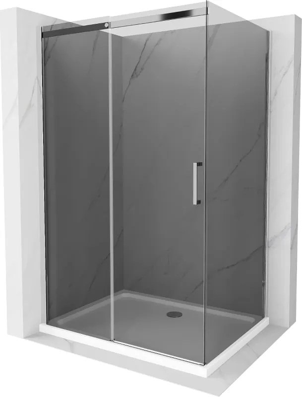 Mexen Omega cabina doccia scorrevole 100 x 90 cm, grafite, cromo + piatto Flat, bianco - 825-100-090-01-40-4010