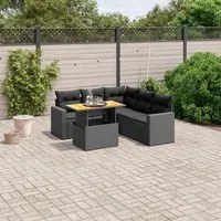 Set Divano da Giardino 6 pz con Cuscini Nero in Polyrattan 3271307