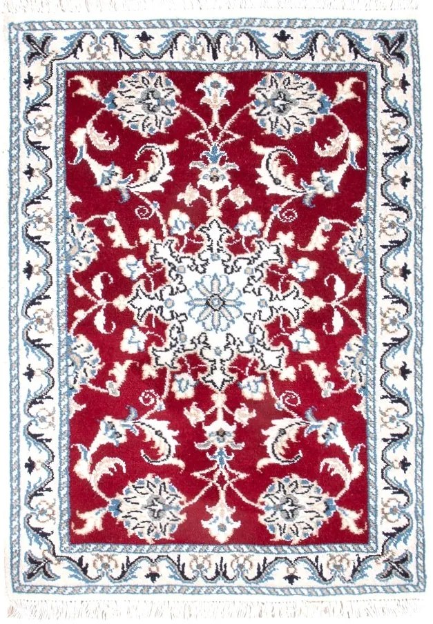 Nain Tappeto 90x60 Rosso (Iran) Annodato A Mano