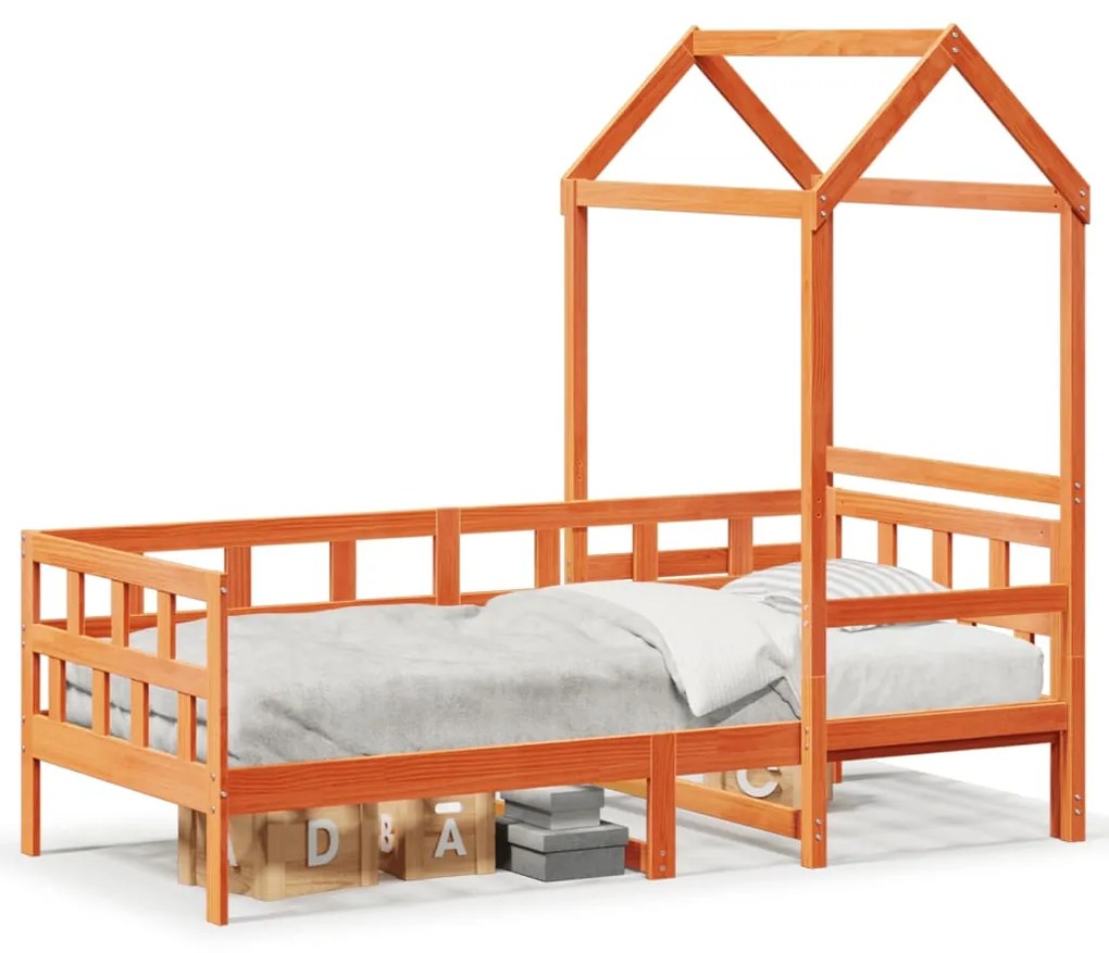Dormeuse Con Tetto Marrone Cera 80x200 Cm Legno Massello Pino /