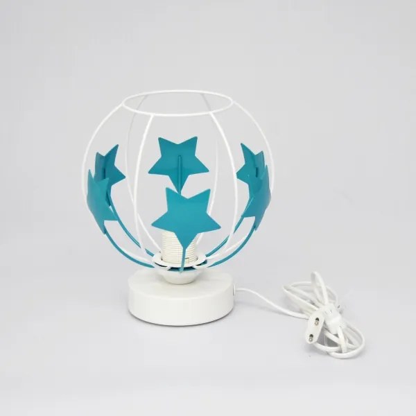 Lampada da tavolo per bambini STARS 1xE27/15W/230V turchese/bianco