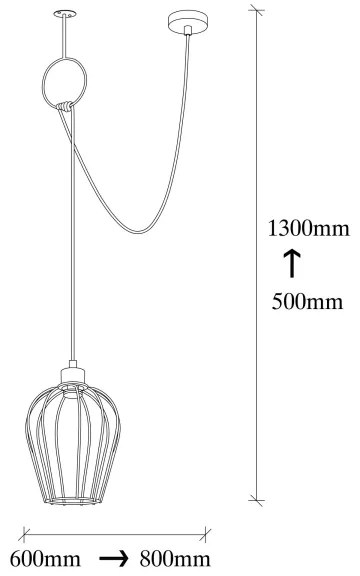 Lampadario su corda TEL 1xE27/40W/230V