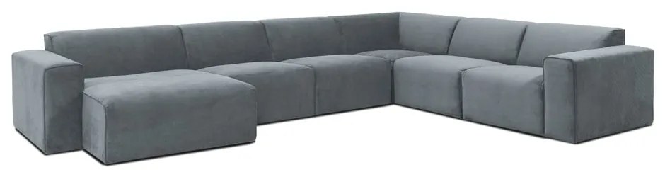 Divano angolare componibile grigio (con penisola a destra) con rivestimento in velluto a coste Sting – Scandic