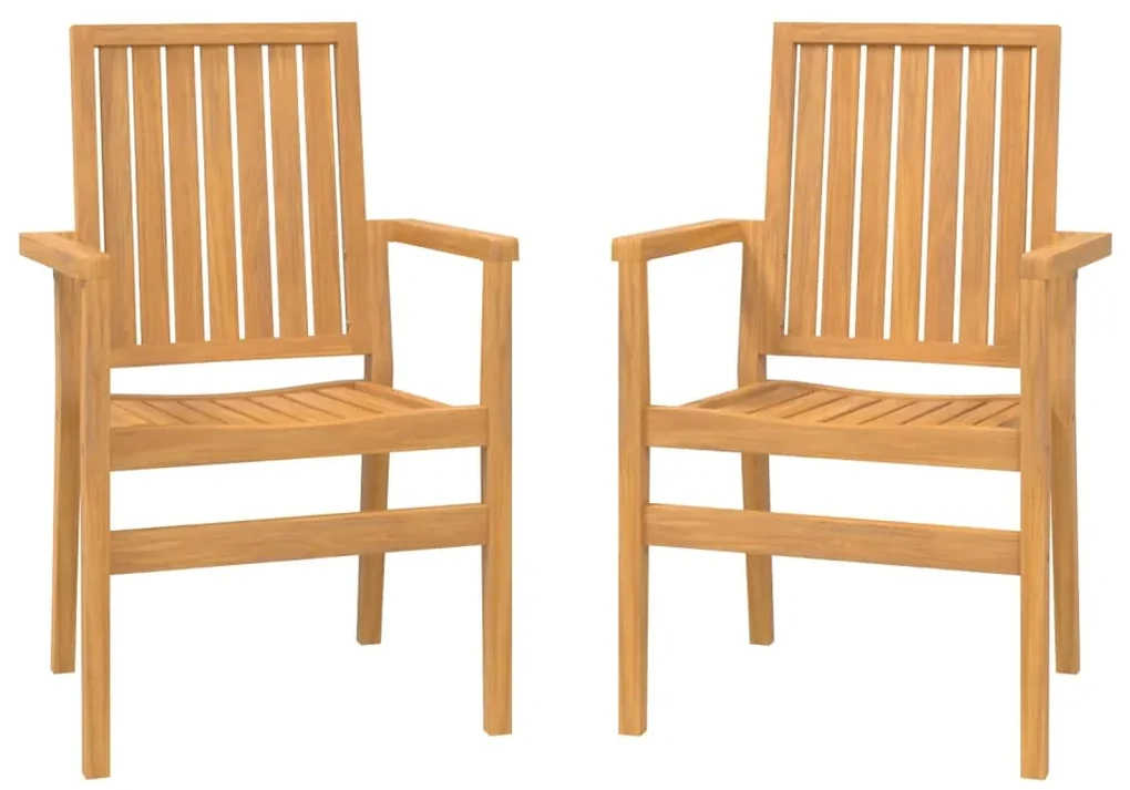 Sedie da giardino impilabili 2 pz 56,5x57,5x91 cm massello teak