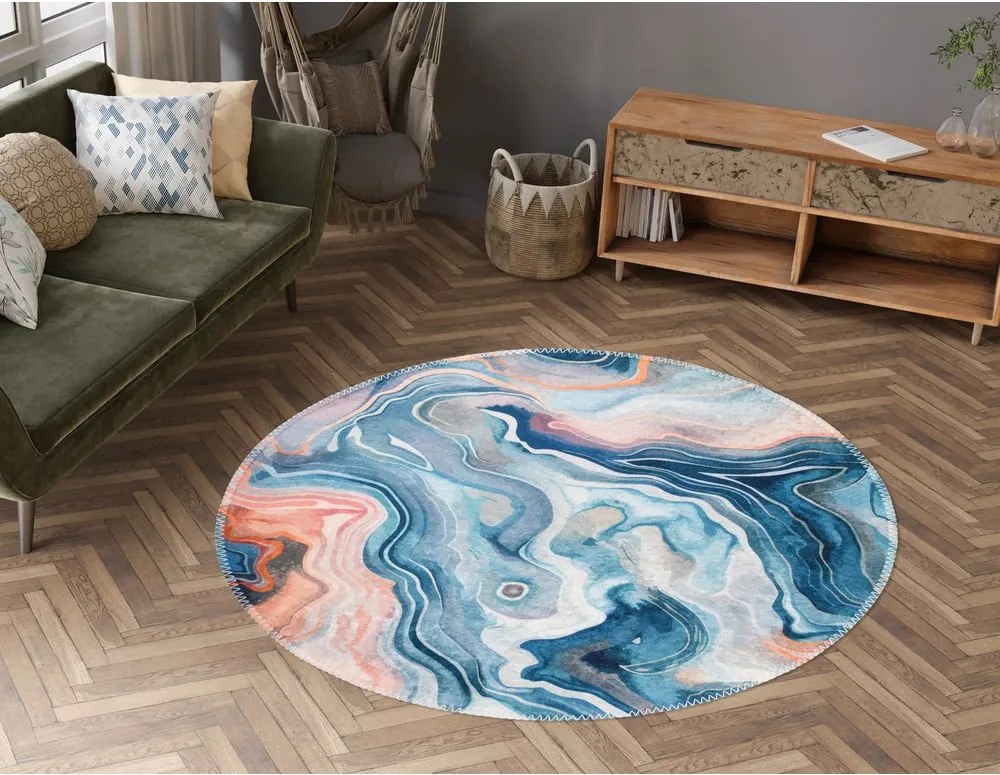 Tappeto rotondo blu e rosa lavabile ø 120 cm Colors of Joy – Vitaus