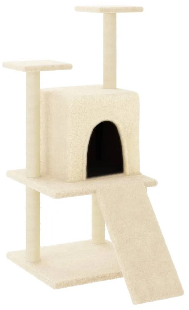 Albero per gatti con tiragraffi in sisal crema 110 cm