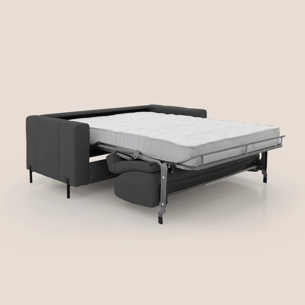 Ortensia divano letto materasso H18 cm con piedi alti in elegante microfibra smacchiabile T11 nero