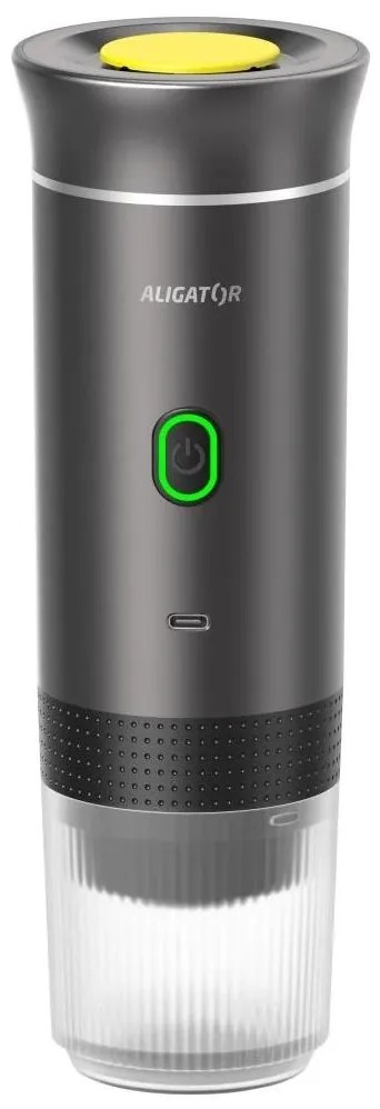 Aligator ACM002 - Macchinetta da caffè portatile ricaricabile PortaCaffé 3 in 1 72W/7500 mAh grigio