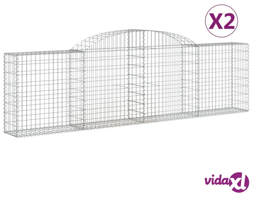 vidaXL Cesti Gabbioni ad Arco 2 pz 300x30x80/100 cm Ferro Zincato