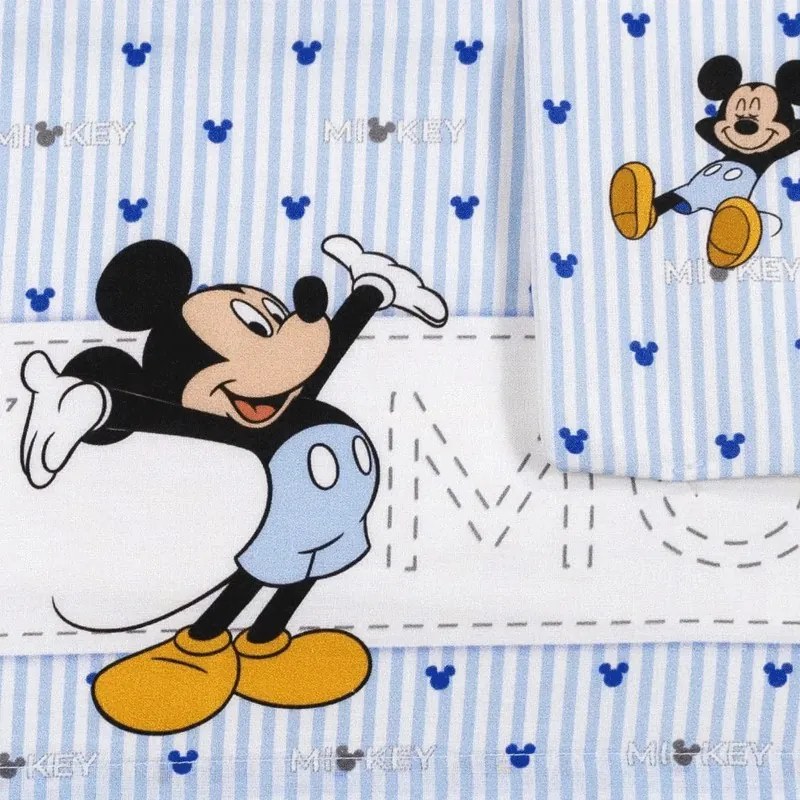 Lenzuola culla Topolino Disney neonato  Colore Azzurro, Dimensioni e Misure Culla