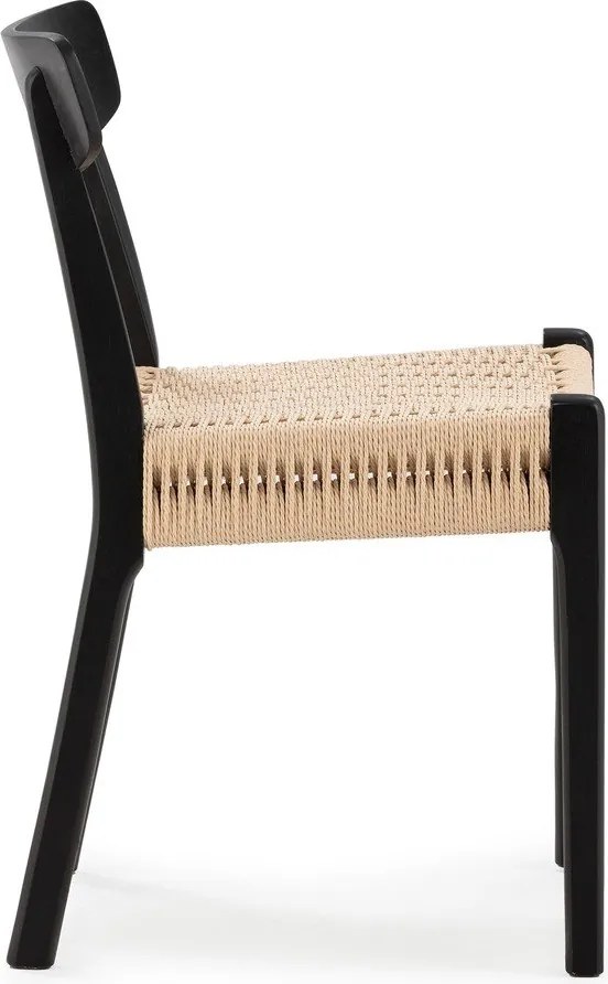 Sedie da pranzo in set nere in legno di cauciù massiccio 2 pz Biel – MOME