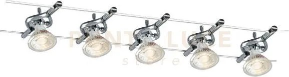 Sistema cavi tesi 500cm cromo 5 luci attacco mr16 max 9w driver 50w...