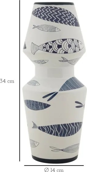 Vaso Ceramica Fish Double Cm Ø 14X34
