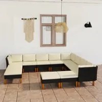 Set Divani da Giardino 12 pz con Cuscini in Polyrattan Nero cod mxl 36234