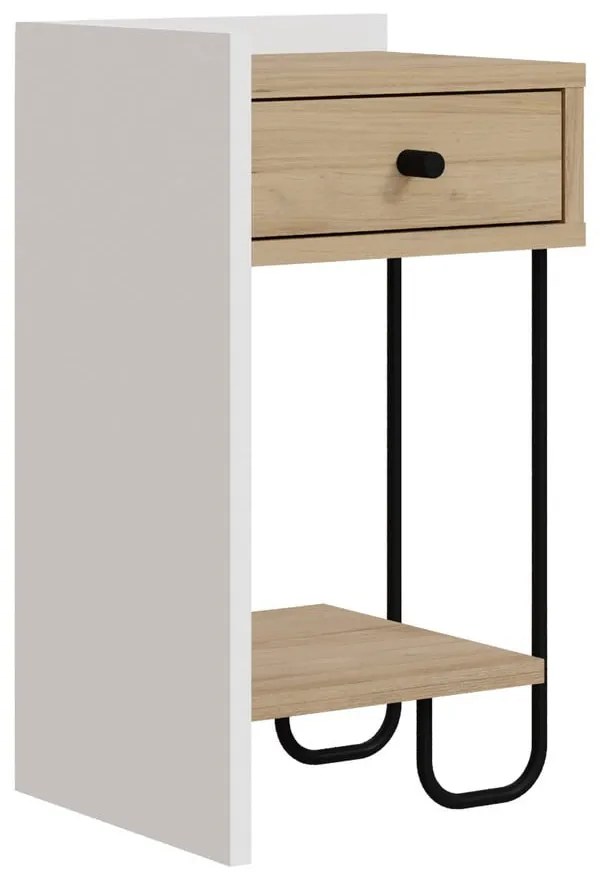 Comodino in rovere bianco/naturale con mensole Mercure - Marckeric