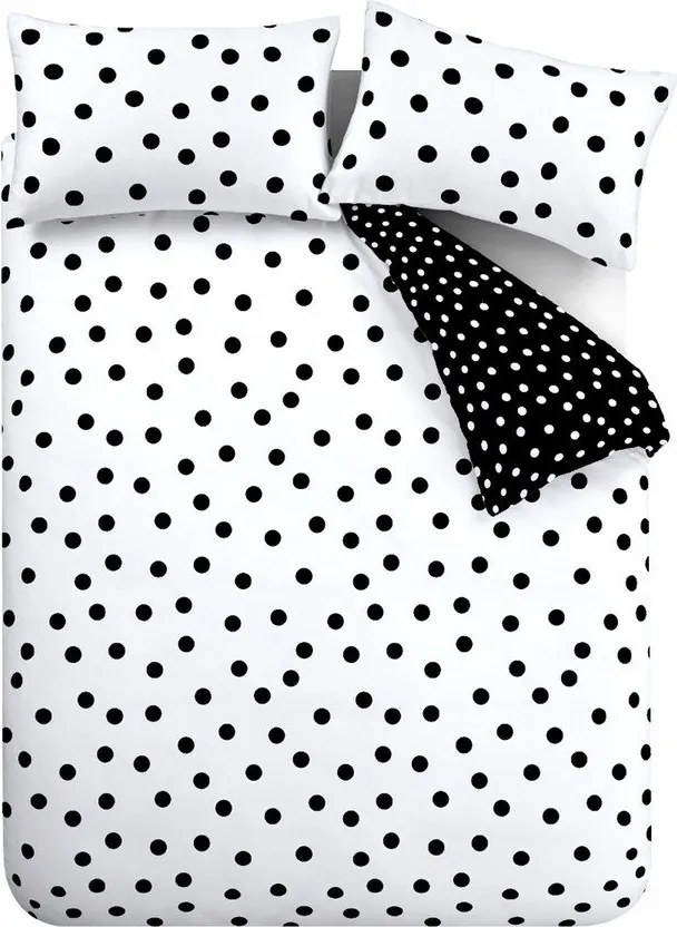Set copripiumino e federa bianco e nero per letto singolo 135x200 cm Polka Dot – Catherine Lansfield