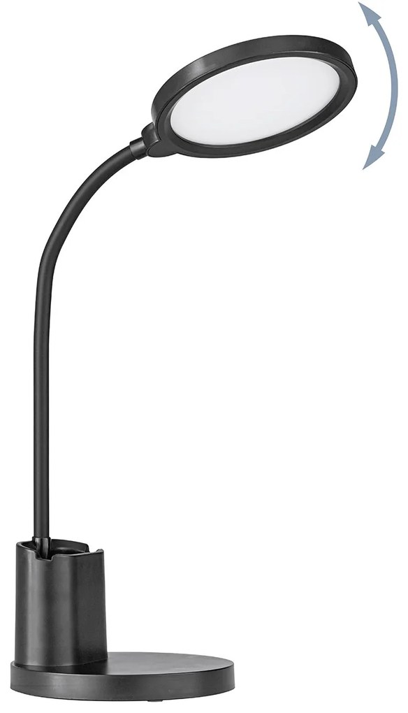 Lampada Da Tavolo Minimal Brolini Policarbonato Nero Luce Led Integrato 2,1W