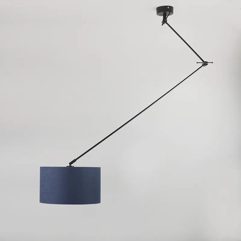 Lampada a sospensione decentrata nera con paralume blu regolabile da 35 cm - BLITZ I