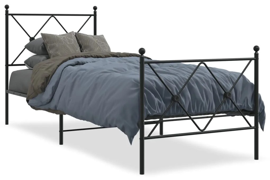 Giroletto con testiera e pediera metallo nero 80x200 cm