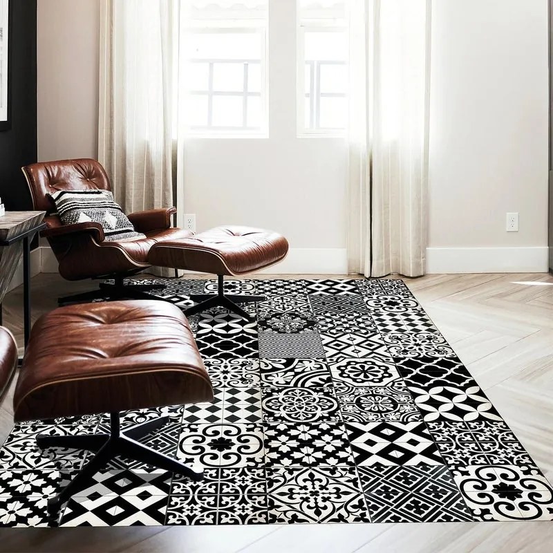 Tappeto Hollis Siena mosaico antiscivolo bianco, L 155 x L 100 cm