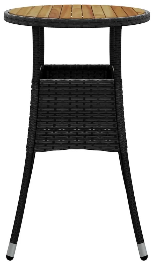 Tavolo giardino Ø60x75 cm massello acacia e polyrattan nero