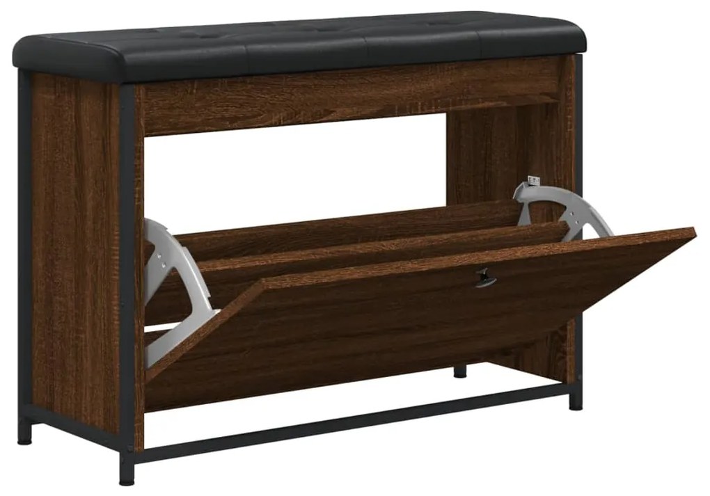 Panca portascarpe cassetto ribaltabile rovere marrone 82x32x56
