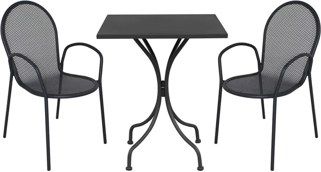 ROMANUS - set tavolo in metallo cm 60 x 60 x 72 h con 2 poltrone Maris