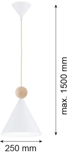 Argon 8629 - Lampadario a sospensione con filo KEGEL 1xE27/15W/230V bianco