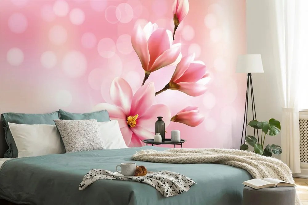 Carta da parati autoadesiva – Magnolia rosa delicata