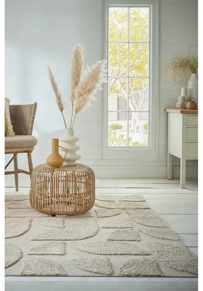 Tappeto in cotone intrecciato a mano color crema 120x170 cm Ada Arch Geo - Flair Rugs