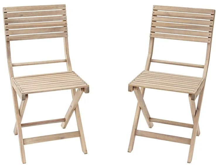 Sedia da giardino senza cuscino Solis NATERIAL pieghevole in legno, seduta in acacia marrone, set da 2 pezzi