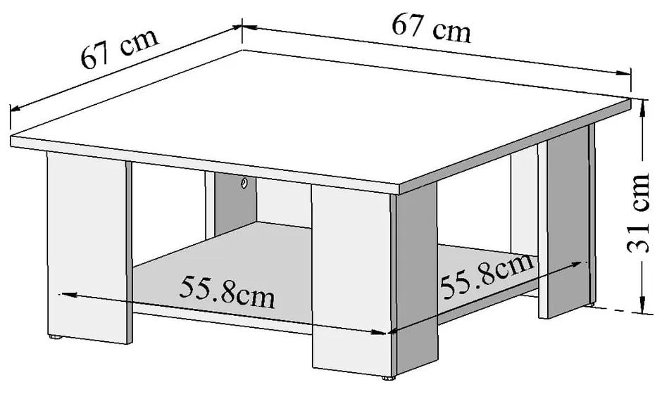 Tavolino bianco con piano in cemento 67x67 cm Square - TemaHome