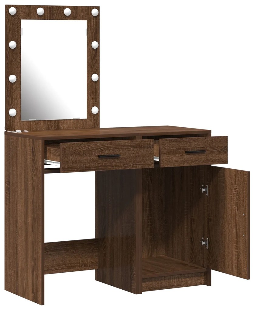 Set da 2 pezzi per vanity con led in legno nero ingegnerizzato