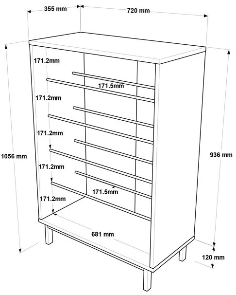 Scarpiera Da Ingresso Multiripiano 72x36x105 A 2 Ante Con Piedini Argo Rovere