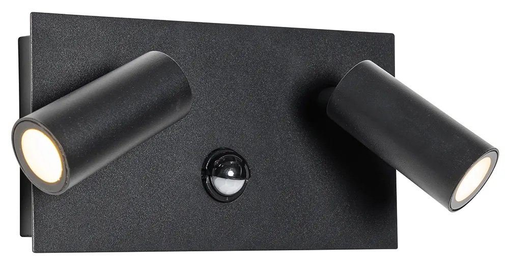 Lampada da parete per esterni nera con LED 2 luci sensore di movimento - Simon
