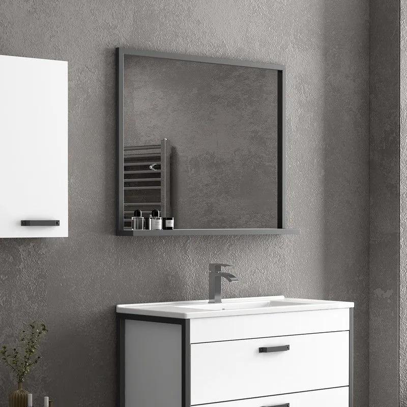 Kamalu - composizione bagno 100cm: mobile con lavabo, specchio contenitore e pensile ikos-85