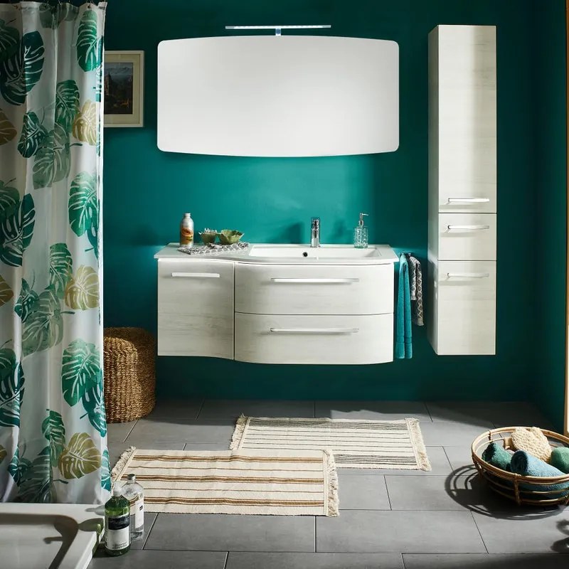 Mobile sottolavabo e lavabo Contea per vasca a destra rovere bianco L 117 cm