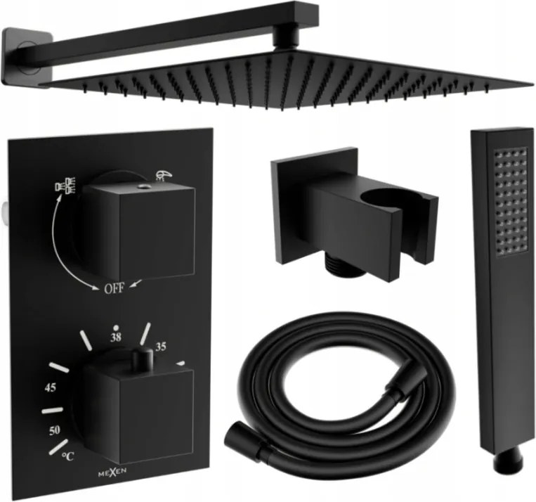 Mexen Cube DR02 set doccia ad incasso con soffione 25 cm, nero - 77502DR0225-70